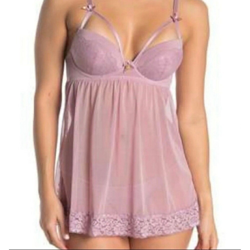 Jessica Simpson Purple pink  Lace & Mesh Babydoll Lingerie Chemise Size M